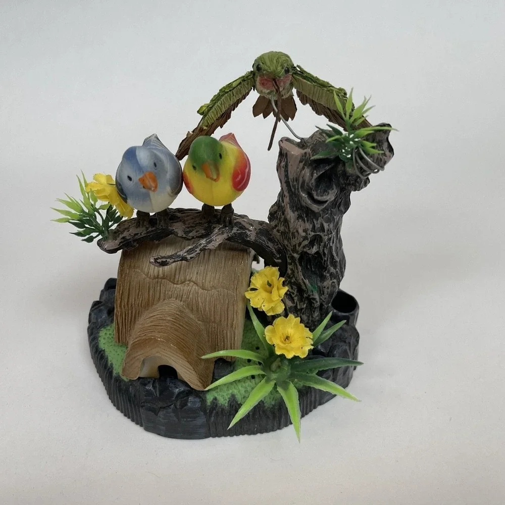 Realistic Talking Birds Battery Operated Pen Holder Desktop Gift 6 1/4